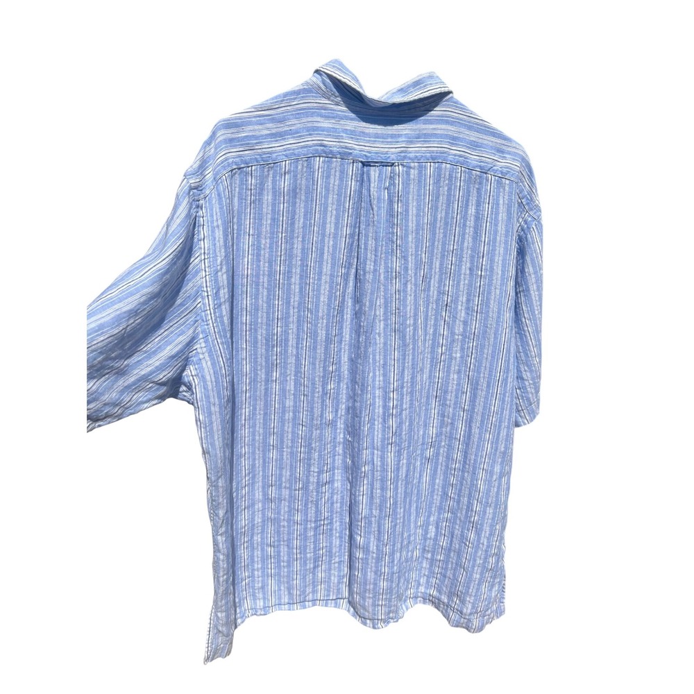 Polo Ralph Lauren Caldwell Linen Shirt Mens XL Blue White Striped 100% S/S - Picture 3 of 4